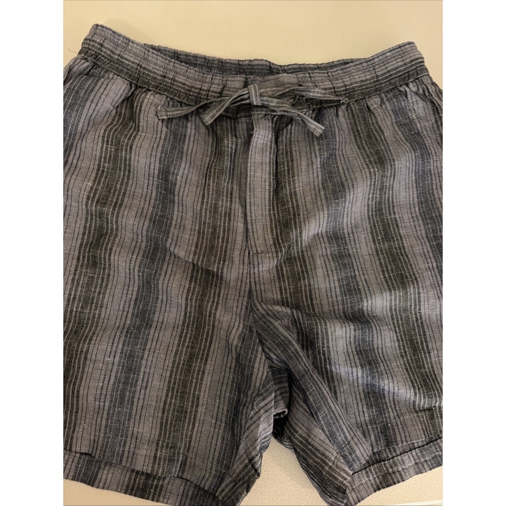Jason Wu Men's Cotton Hemp Blend Striped Drawstring Shorts Gray Black NWT Size S